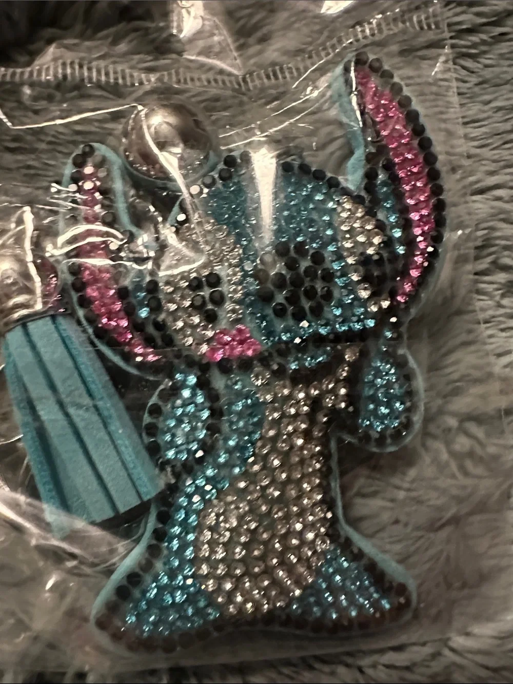 Blue and Pink Crystal Stitch Keychain Bag Charm